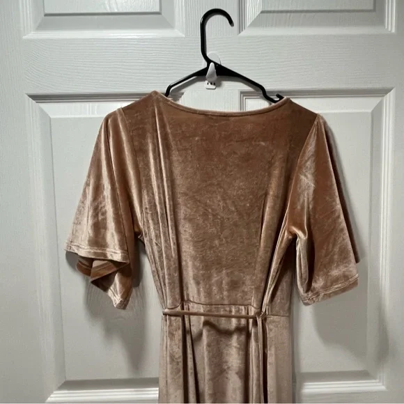 Baltic Born Meghan Velvet Wrap Maxi Dress Champagne Stretch Bridesmaid Event M - Picture 7 of 11